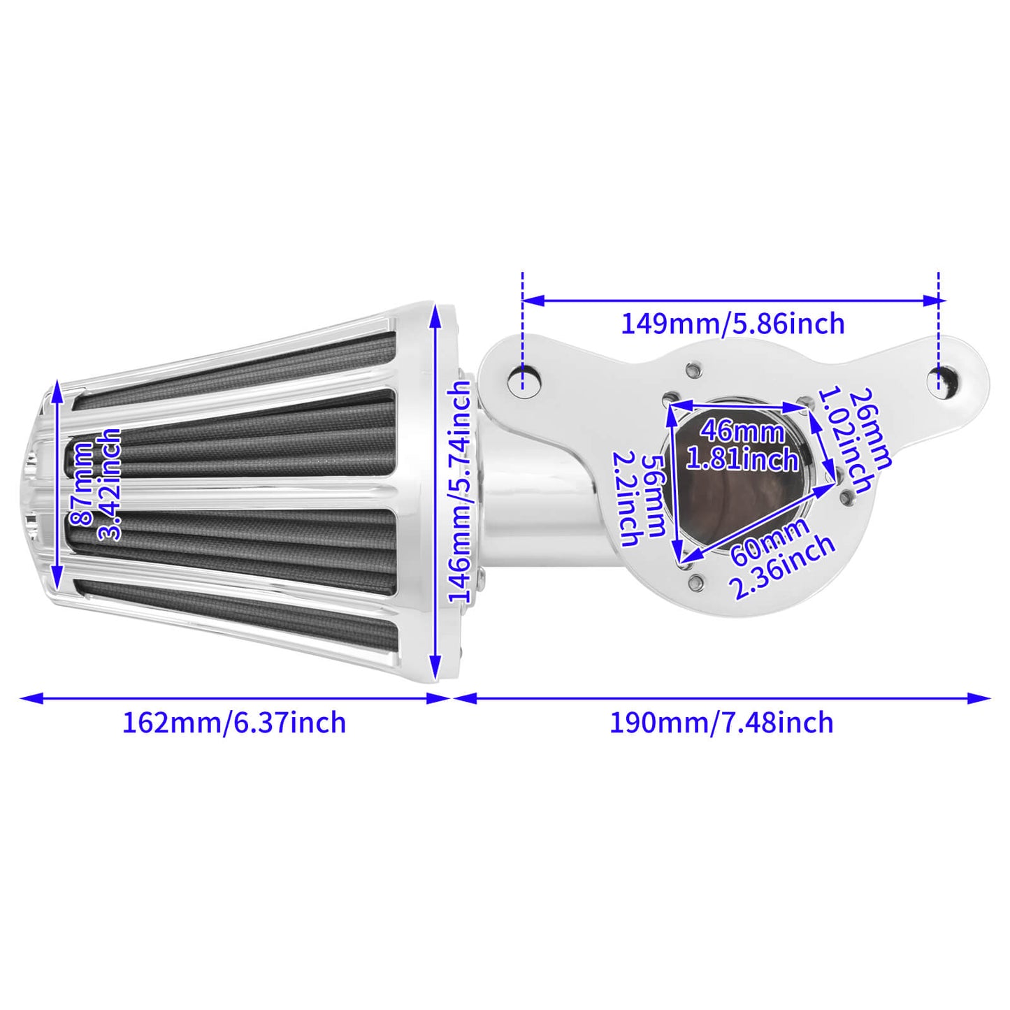 Sucker Air Cleaner Kit Chrome Fit For Harley Softail Touring 2000-2007 Dyna 2000-2017 | HCmotorku