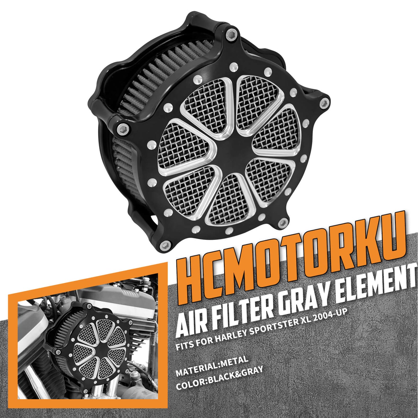 Cut Air Cleaner Intake Filter Fit For Harley Sportster Iron 883 1200 2004-2022 | HCmotorku