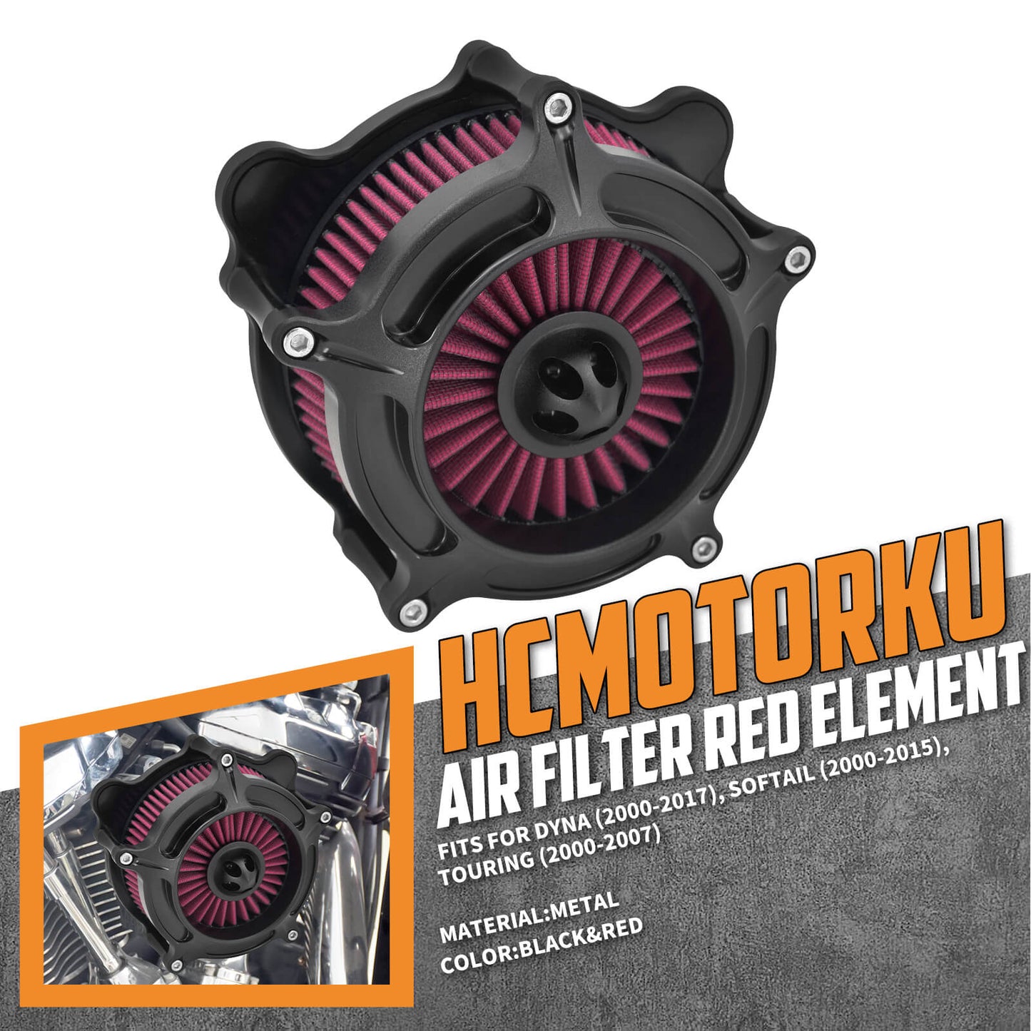 Air Intake Filter Kit Fit Harley Dyna Softail Touring 2000-2007 | HCmotorku