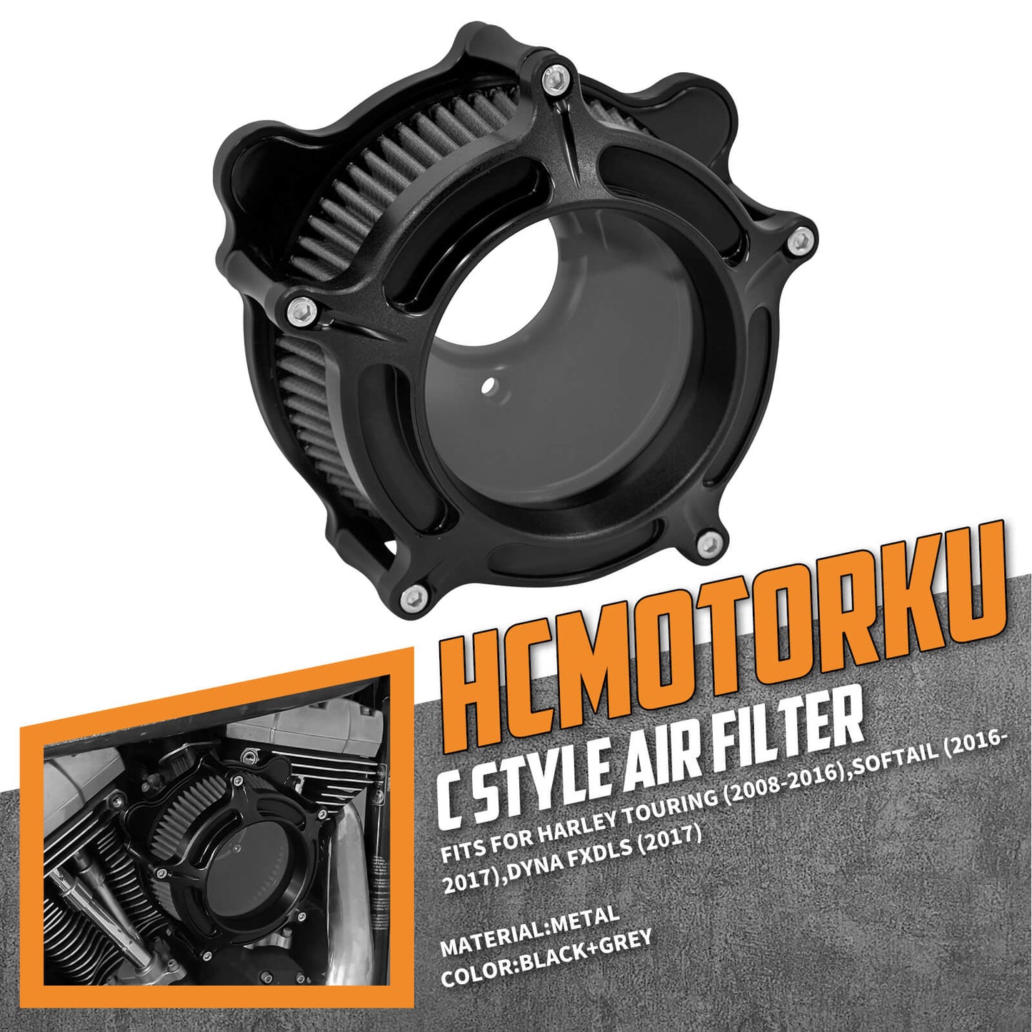 Transparent Air Cleaner Filter Gray Fit For Harley Touring 2008-2016 Softail 2016-2017 | HCmotorku