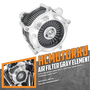 Turbine Air Filter Gray Chrome For Harley Touring '00-'07 Softail '00-'15 Dyna '00-'17 | HCmotorku