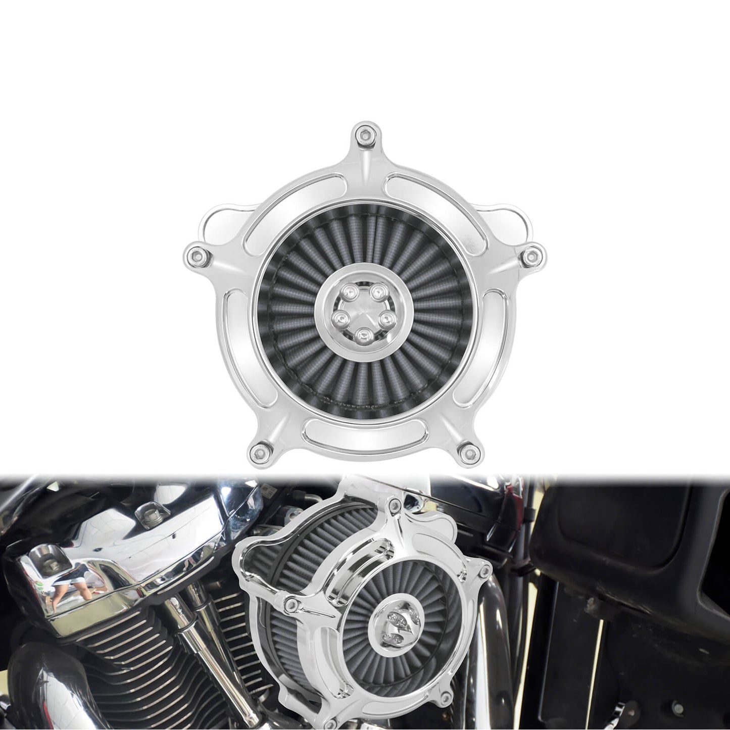 Air Cleaner Filter Gray Intake Chrome For Harley Touring Street Road Glide 2017-2023 | HCmotorku