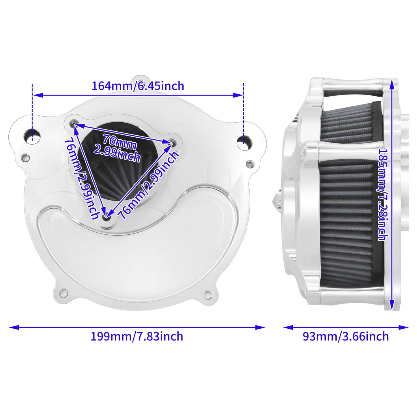 Air Cleaner Filter Gray Intake Chrome For Harley Touring Street Road Glide 2017-2023 | HCmotorku