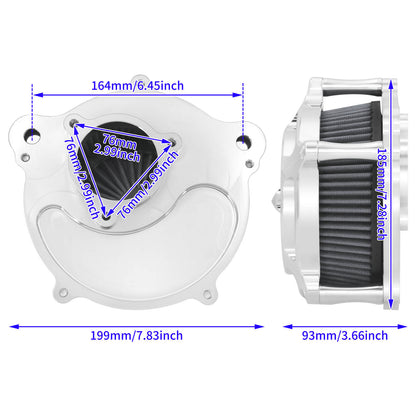 Air Cleaner Filter Gray Intake Chrome For Harley Touring Street Road Glide 2017-2023 | HCmotorku