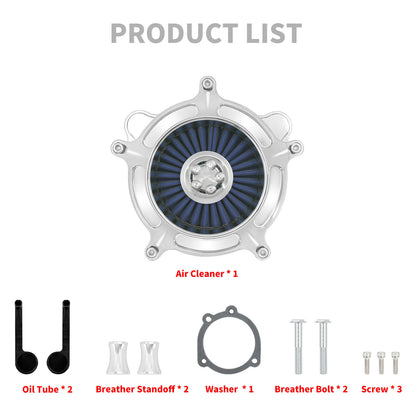 Turbine Air Filter Blue Intake Chrome For Harley Dyna Street Fat Bob 2000-2017 | HCmotorku