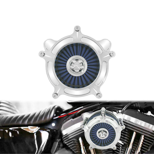 Turbine Air Filter Blue Intake Chrome For Harley Touring Road Street Glide 2008-2016 | HCmotorku