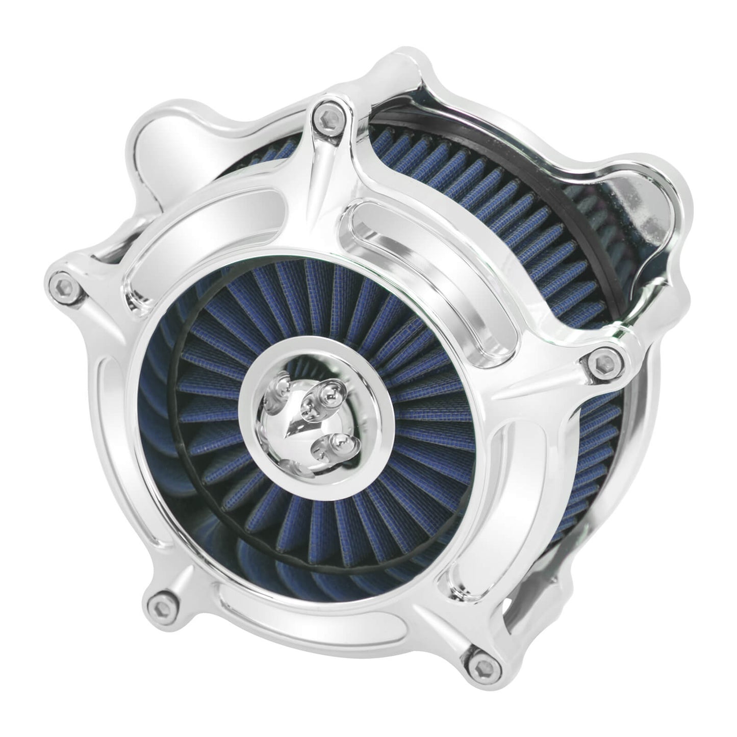 Turbine Air Filter Blue Intake Chrome For Harley Touring Road Street Glide 2008-2016 | HCmotorku