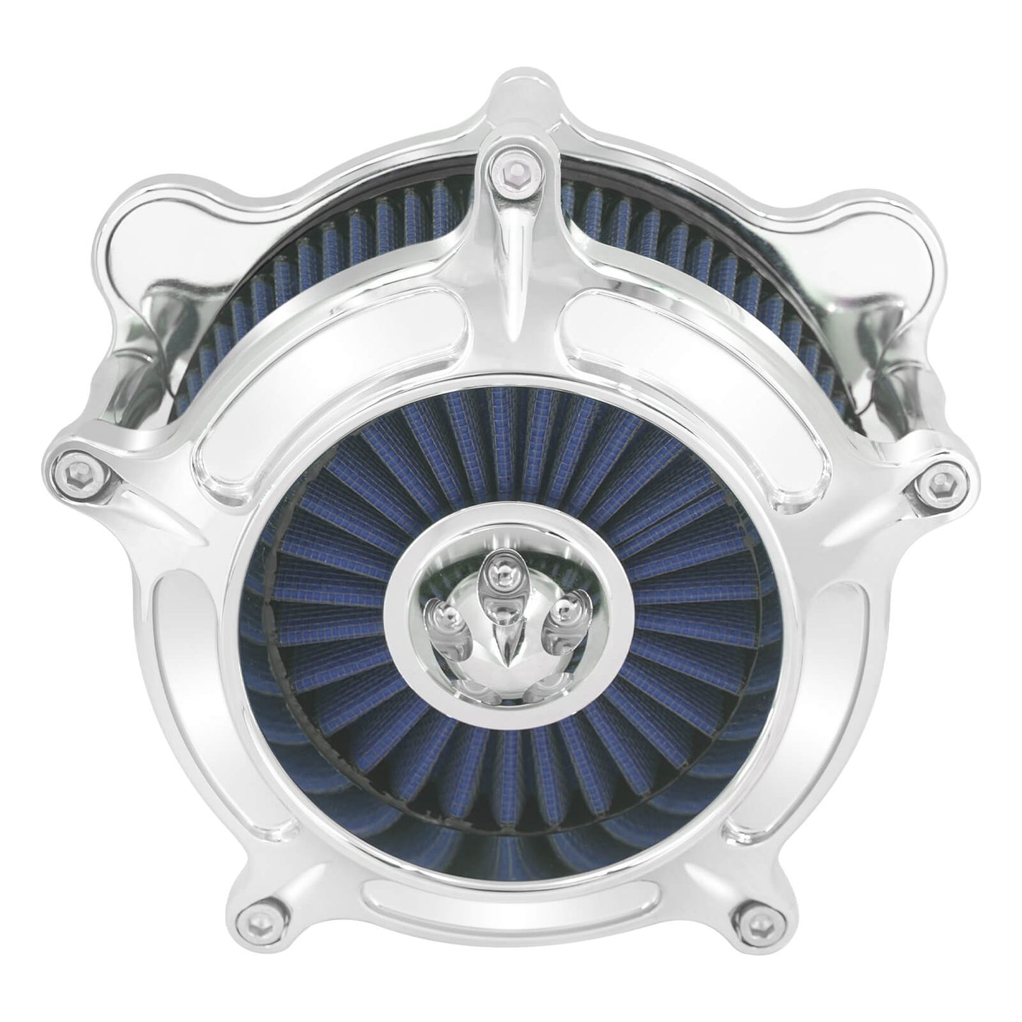 Turbine Air Filter Blue Intake Chrome For Harley Touring Road Street Glide 2008-2016 | HCmotorku