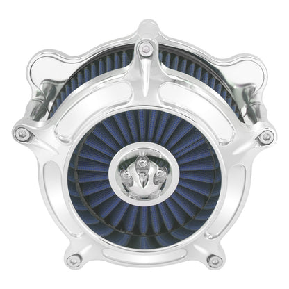 Turbine Air Filter Blue Intake Chrome For Harley Touring Road Street Glide 2008-2016 | HCmotorku
