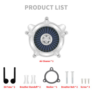 Turbine Air Filter Blue Intake Chrome For Harley Touring Road Street Glide 2008-2016 | HCmotorku