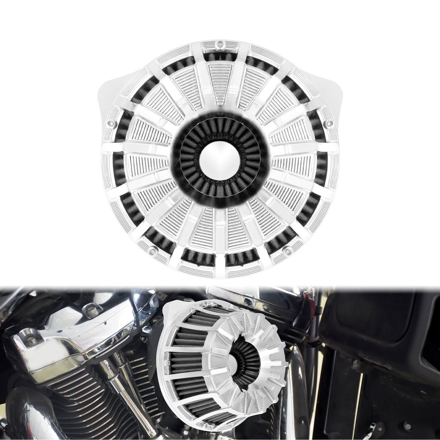 Air Cleaner Grey Filter kits Chrome Fit For Harley M8 Touring Softail 2018-2024 | HCmotorku