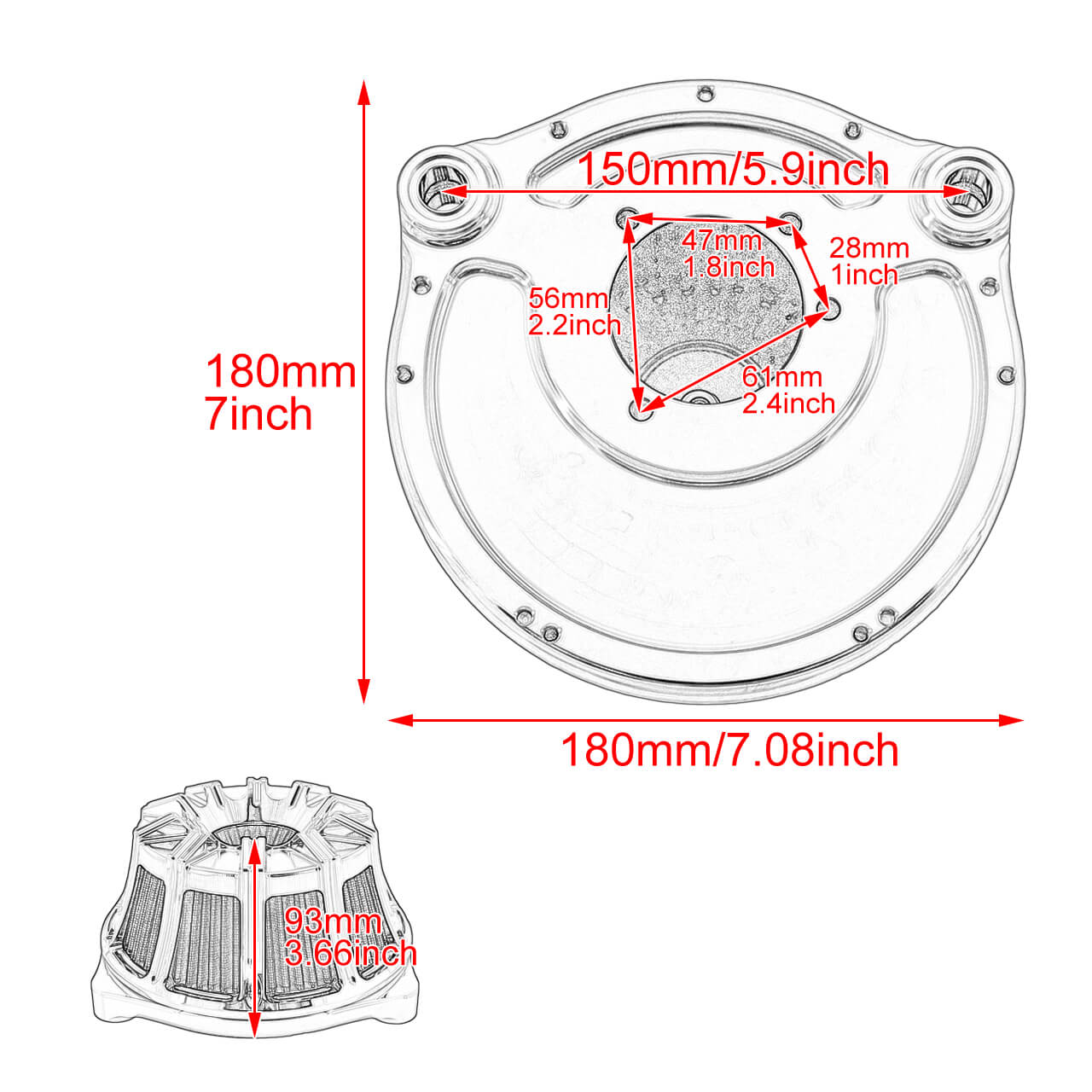 Spin Cut Air Cleaner Intake Filter Chrome Fit For Harley Touring '00-'07 Dyan '00-'17 | HCmotorku