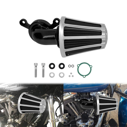 Stripe Sucker Air Cleaner Gray Air Filter Chrome Fit For Harley Touring 2008-2016 | HCmotorku