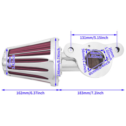CNC Cut Air Cleaners Red Intake Chrome Fit For Harley Sportster XL 883 2004-2022 | HCmotorku