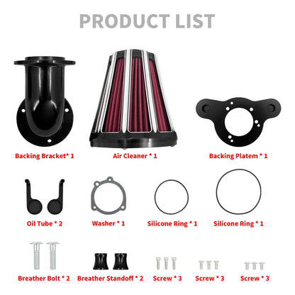 CNC Sucker Air Cleaner Kit Black Fit For Harley Sportster XL 883 1200 2004-2022 | HCmotorku