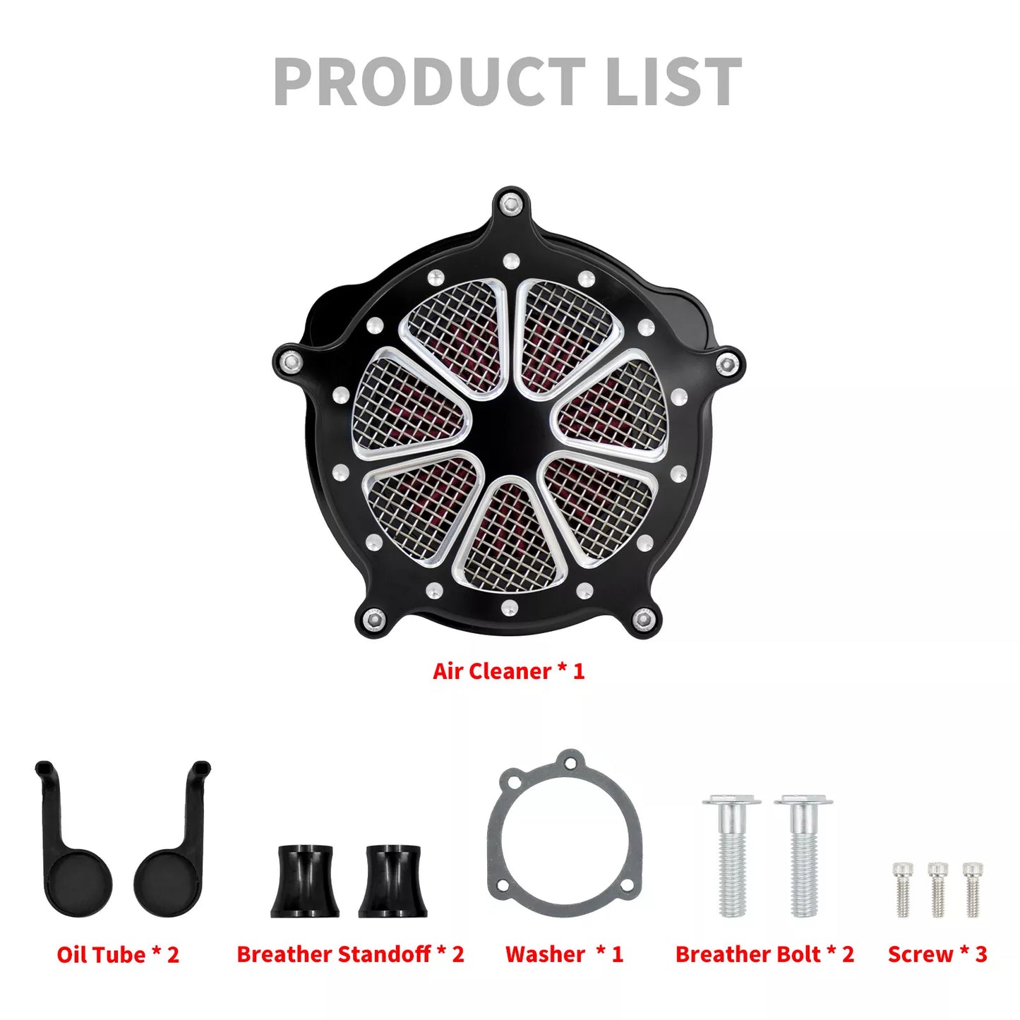 Air Cleaner Filter Red Intake Black For Harley Sportster Iron 883 1200 48 72 2004-UP | HCmotorku