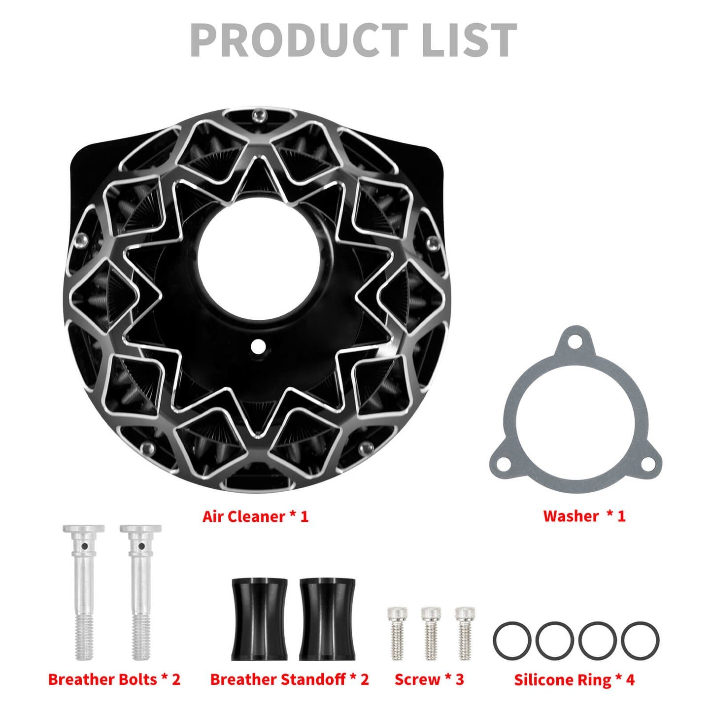 Aluminum Black Transparent Air Cleaner Filter w/ Gray Intake Element For Harley | HCmotorku