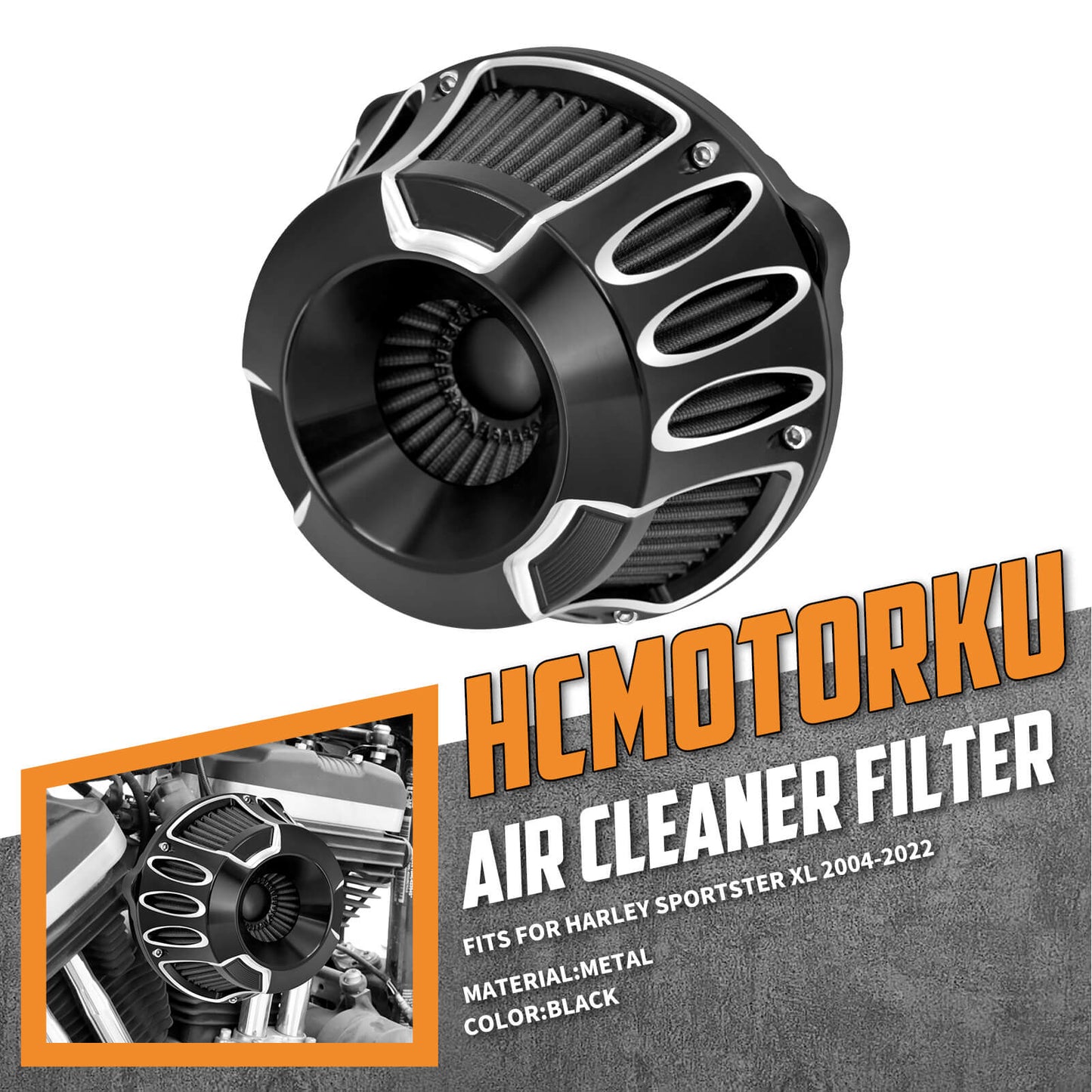 CNC Cut Inverted Series Air Filter Cleaner Element Fit For Sportster XL 2004-2023 | HCmotorku