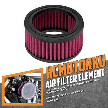 Round Air Filter Cleaner Red Intake Element Replace Fit For Harley Sportster XL | HCmotorku