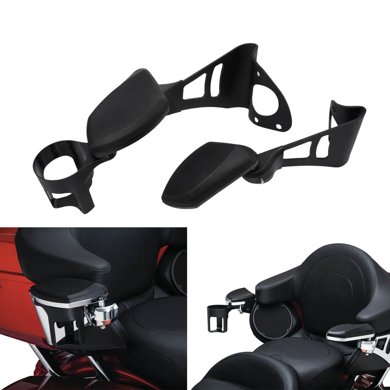 Passenger Armrests with Cup Holder for Harley Touring 2014-2023 | HCmotorku