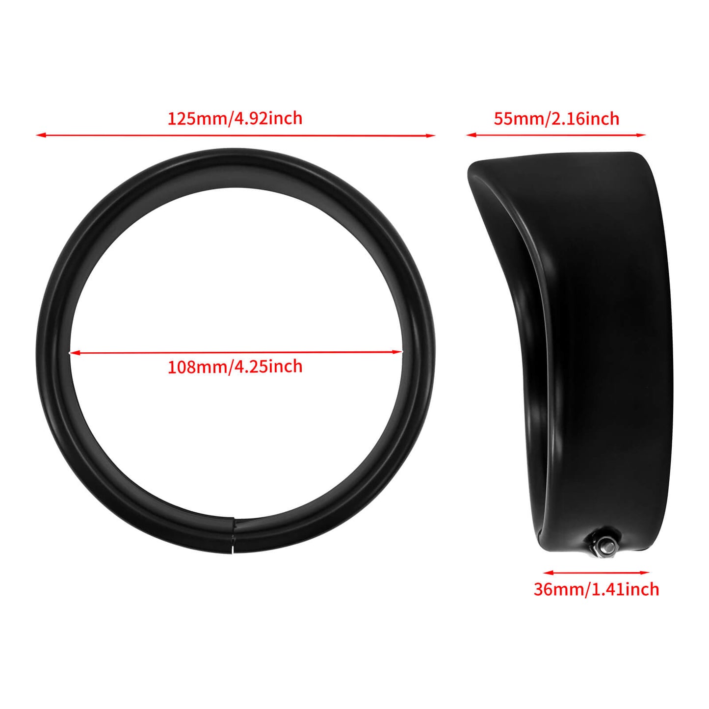 4.5 inch Auxiliary Lamp Visor Style Passing Lamp Trim Ring For Touring Matte | HCmotorku