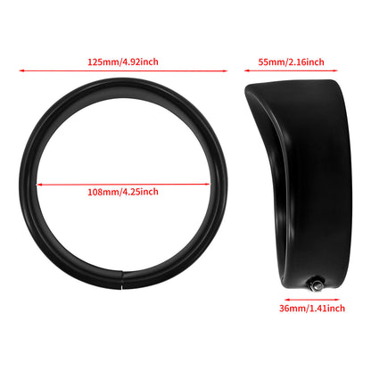 4.5 inch Auxiliary Lamp Visor Style Passing Lamp Trim Ring For Touring Matte | HCmotorku