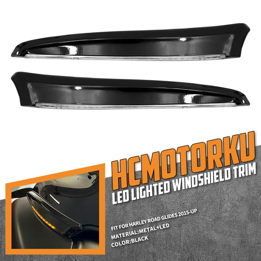 Windshield Trim Lights Turn Signals Running Light Fit '15-'23 Harley Road Glide | HCmotorku