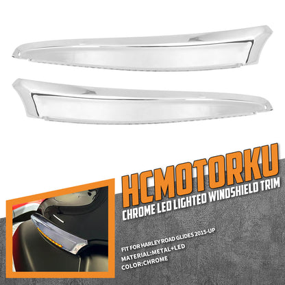 Windshield Trim Lights Turn Signals Running Light Fit '15-'23 Harley Road Glide | HCmotorku