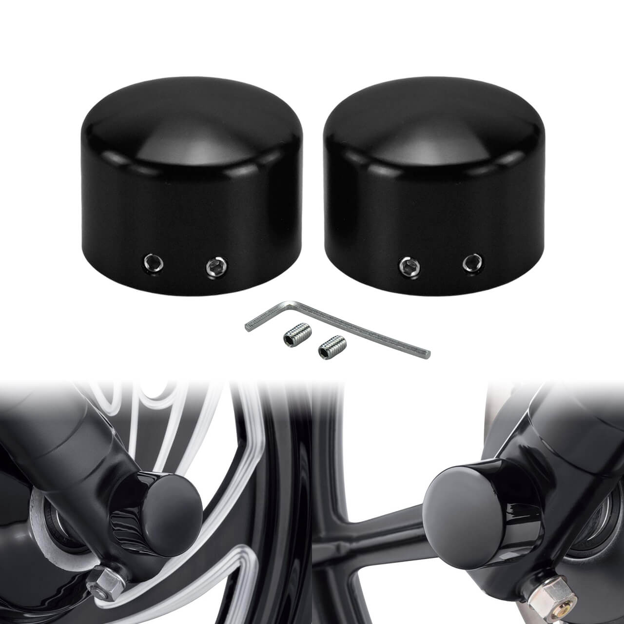 Front Axle Cap Nut Cover Black Fit For Harley Touring Road Glide Softail Dyna | HCmotorku