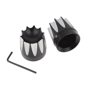CNC Cut Front Axle Nut Covers Cap Fit For Touring FLT FLH Dyna Softail 2008-2015  | HCmotorku