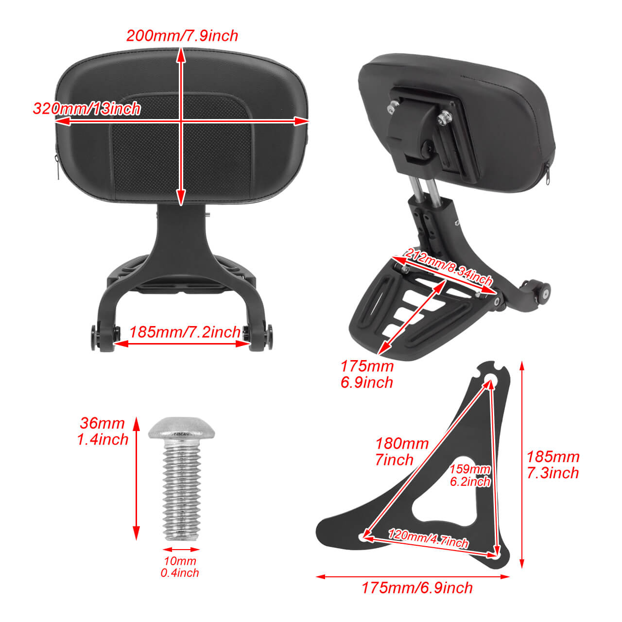 Adjustable Driver & Passenger Backrest Mounting Kit Fit for Harley Touring 2014-2020 | HCmotorku