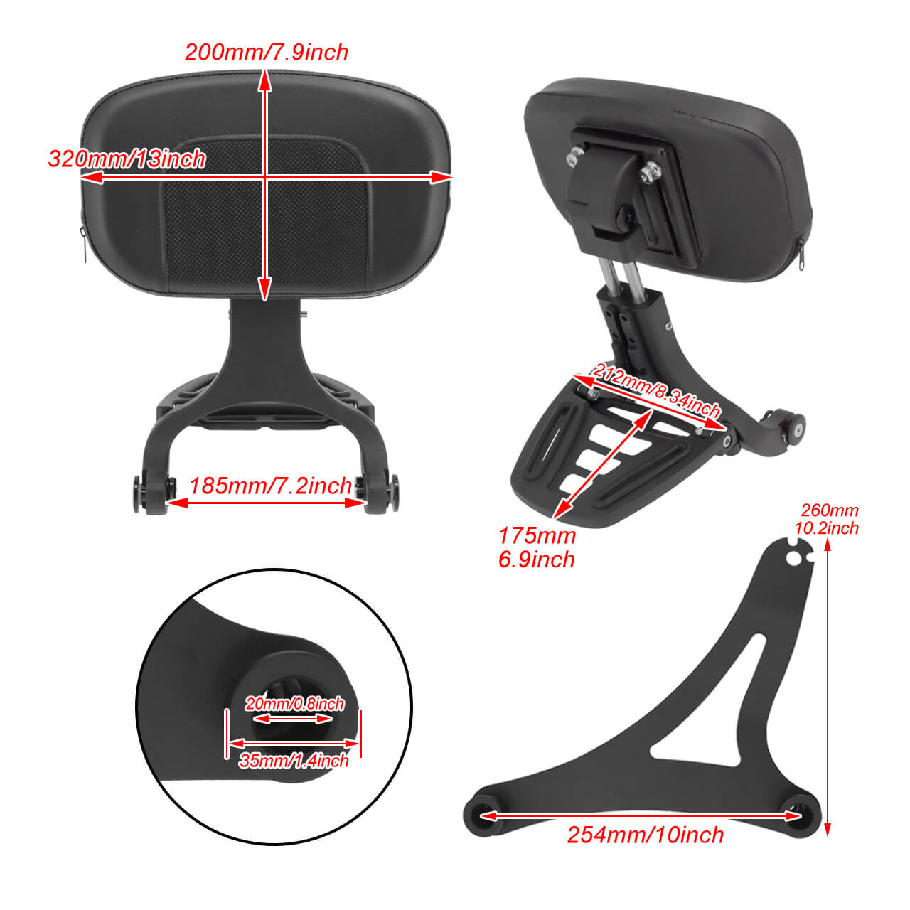 Multi-Purpose Driver Passenger Backrest Fit For Indian Hard Bag 2015-2023 | HCmotorku