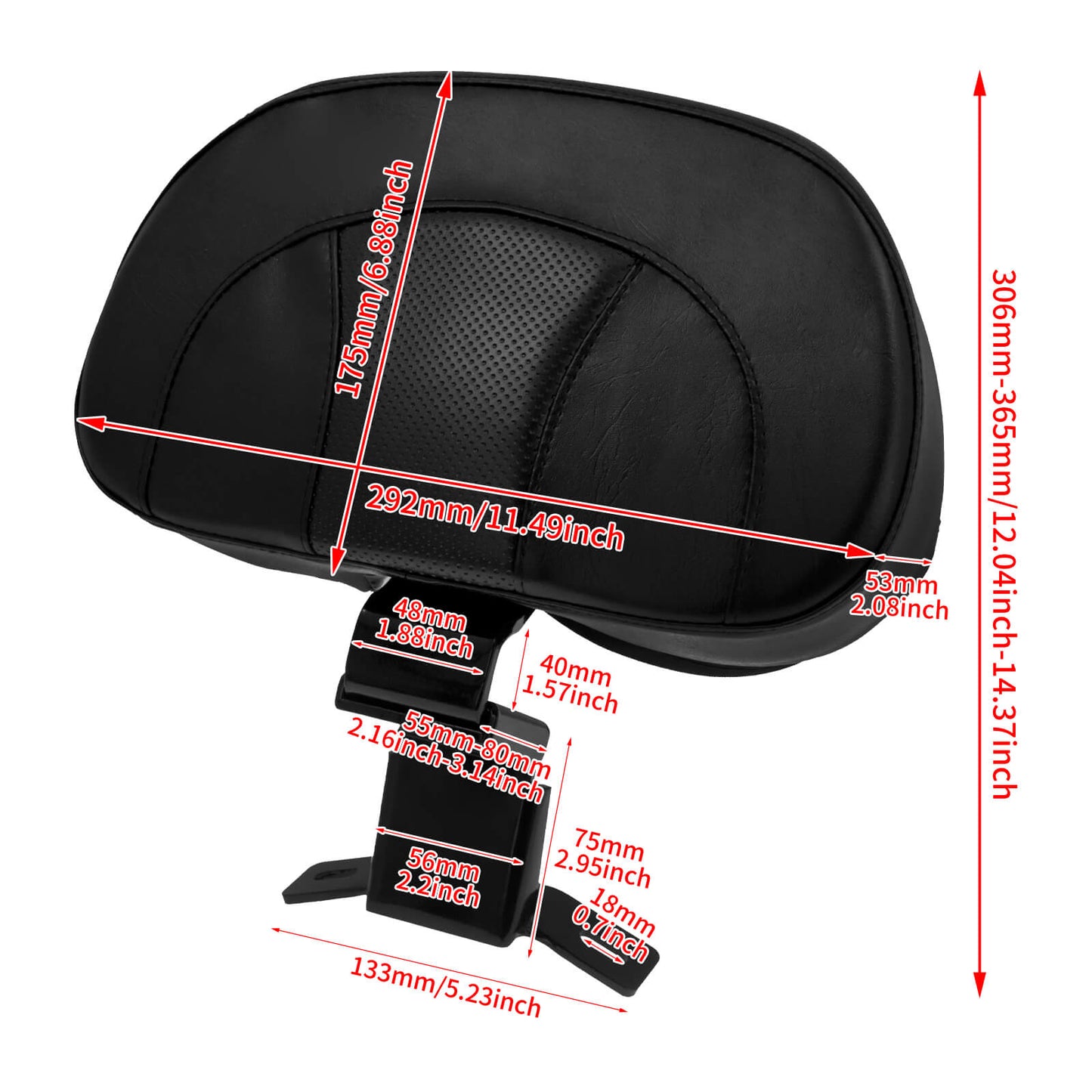 Pad Rider Backrest Black Fit For Harley Touring CVO Street Road Glide 2009-UP | HCmotorku