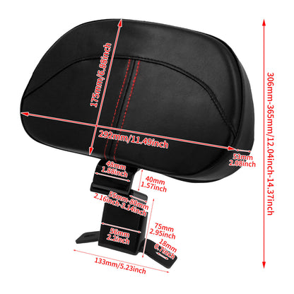 Detachable Plug-In Front Driver Backrest Pad w/ Red Cut For Harley Touring 2009-2023 | HCmotorku