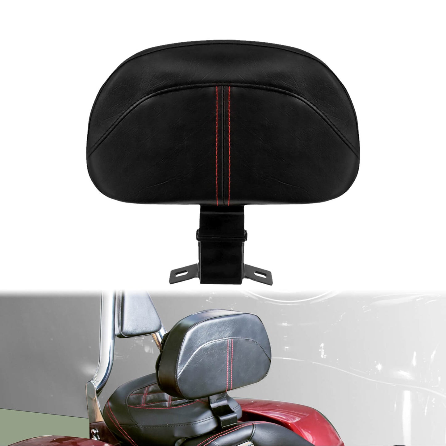 Detachable Plug-In Front Driver Backrest Pad w/ Red Cut For Harley Touring 2009-2023 | HCmotorku