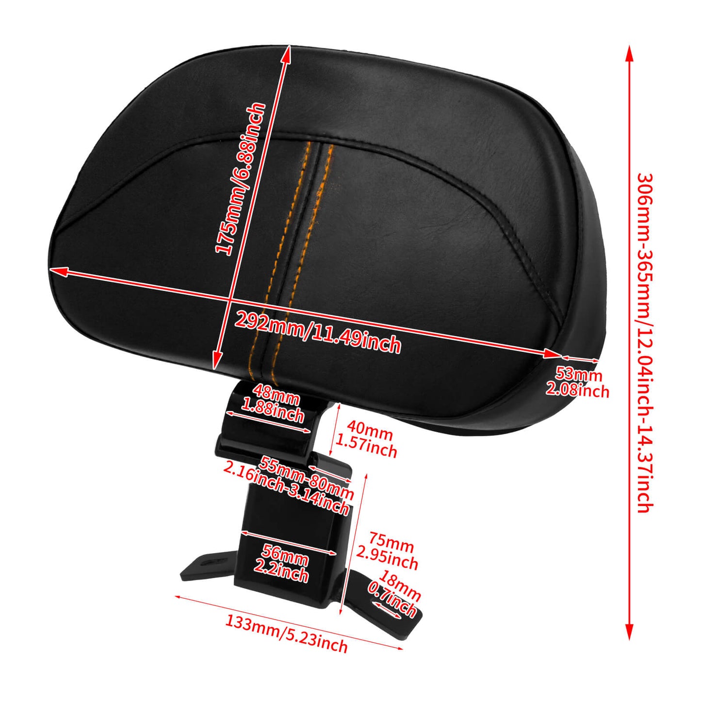 Detachable Plug-In Front Driver Backrest Pad w/ Amber Cut For Harley Touring 2009-UP | HCmotorku