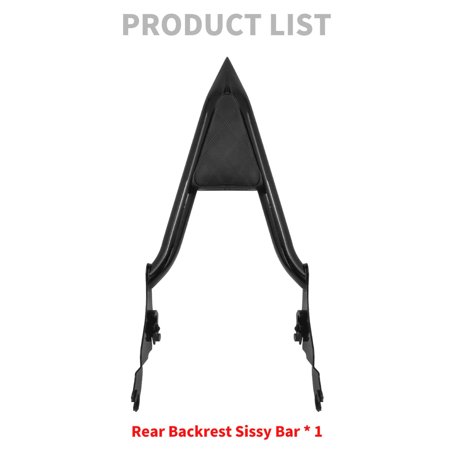 22" Detachable Sissy Bar Backrest w/ Diamond Pad Fit For Touring FLHT 2009-2023 | HCmotorku