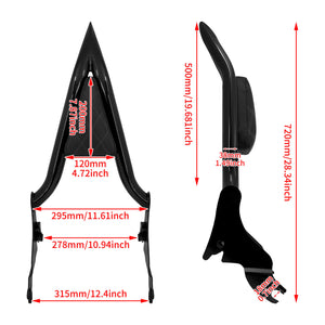 16" Detachable Sissy Bar Backrest w/ Diamond Pad Fit Touring FLHT 2009-2023 | HCmotorku