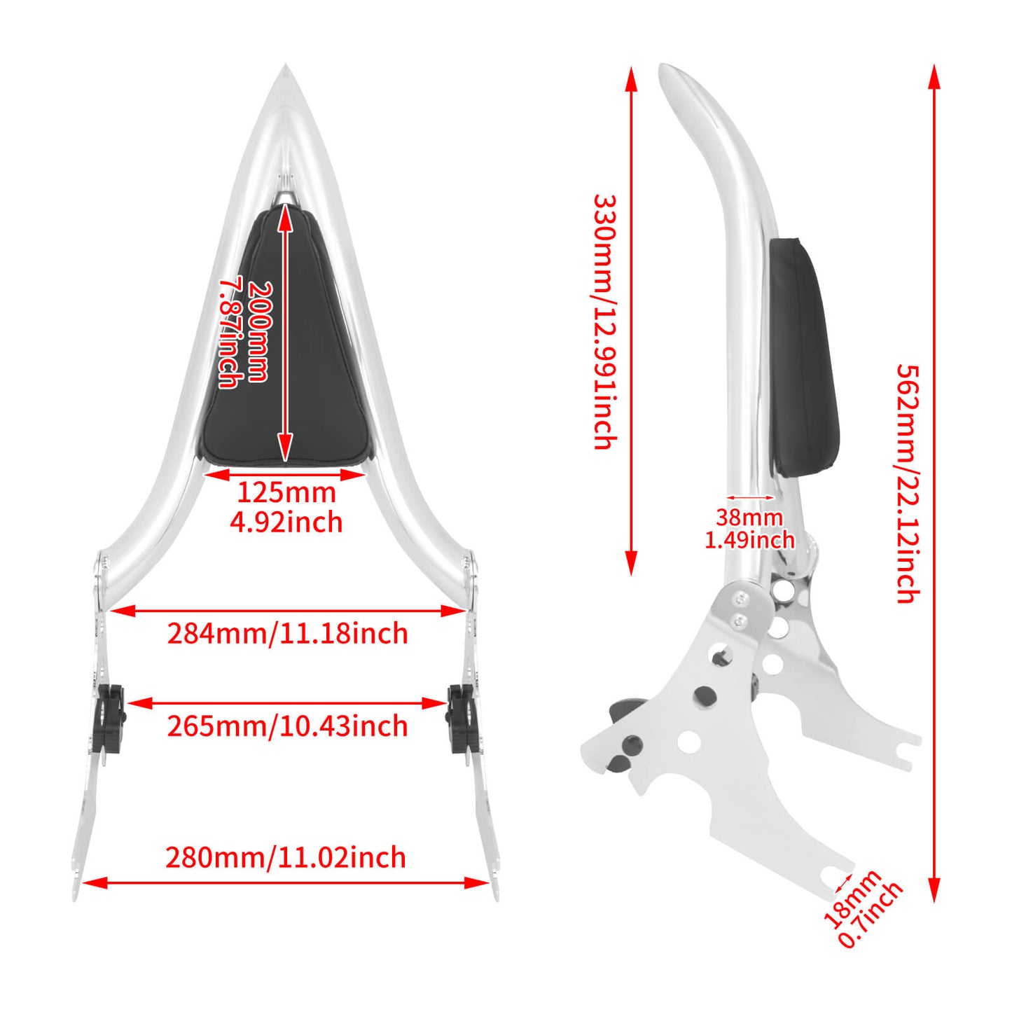 Detachable Sissy Bar Passenger Backrest Chrome Fit For Harley Sportster XL 2004-Up | HCmotorku