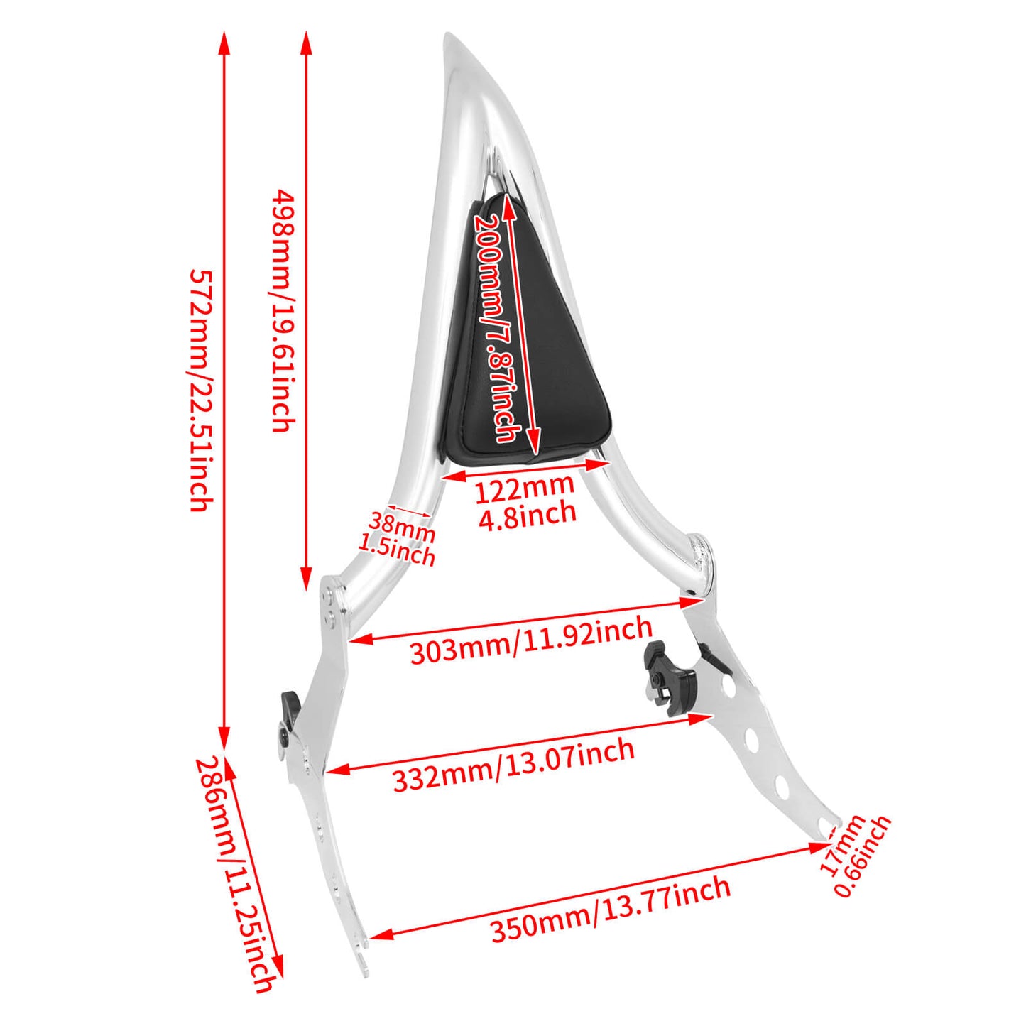 Backrest Sissy Bar Chrome W/ Pad For Harley Softail Fat Boy 2018-UP Breakout 2013 | HCmotorku