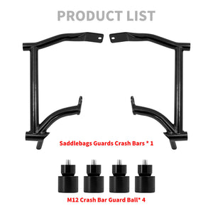 Crash Bars 4* Black Slider Cap Saddlebags Guards For Harley Touring Road Street Glide 2009-2025 | HCmotorku