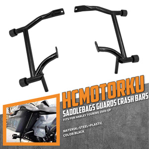 Crash Bars 4* Black Slider Cap Saddlebags Guards For Harley Touring Road Street Glide 2009-2025 | HCmotorku