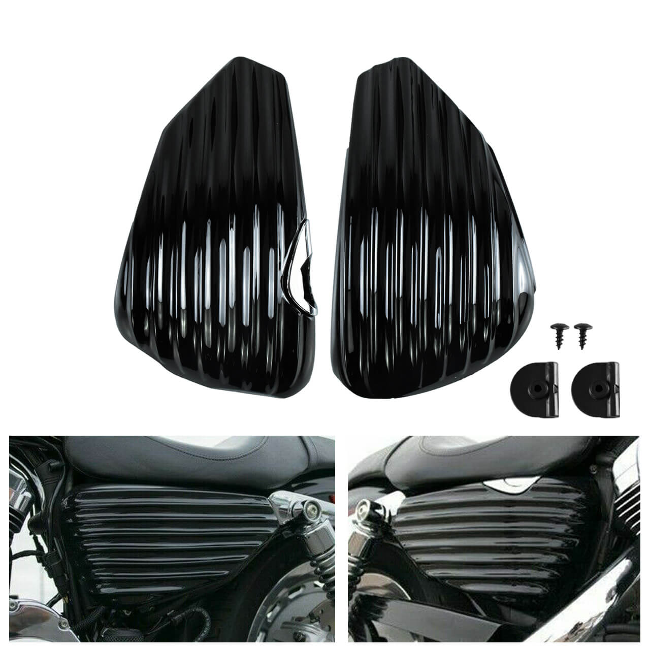 ABS Black Oil Tank Battery Covers Set Fit For Harley Sportster XL883 1200 2014-2020 | HCmotorku