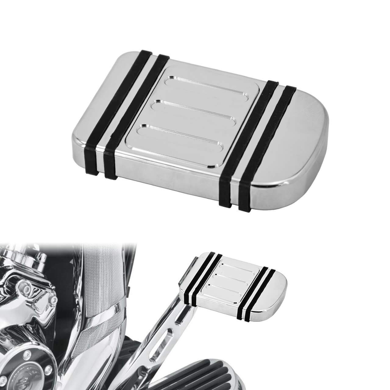 Edge Cut Chrome Brake Pedal Pad For Harley 2012-2016 FLD 1986-2017 FL Softail | HCmotorku