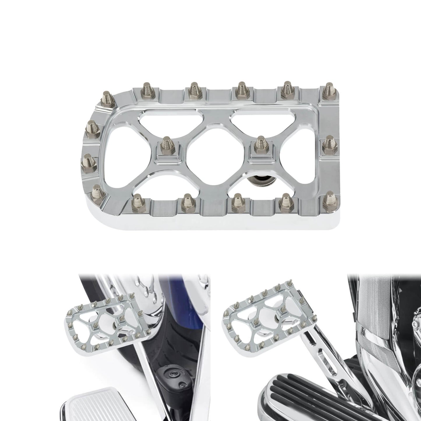 MX Style Large Brake Pedal Pad Cover Chrome Fit For Harley Touring Dyna Softail | HCmotorku