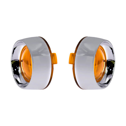 Trim Ring Bullet Turn Signal Lens Cover Amber Chrome Fit For Harley Softail Dyna | HCmotorku