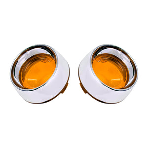 Trim Ring Bullet Turn Signal Lens Cover Amber Chrome Fit For Harley Softail Dyna | HCmotorku