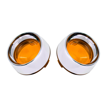 Trim Ring Bullet Turn Signal Lens Cover Amber Chrome Fit For Harley Softail Dyna | HCmotorku