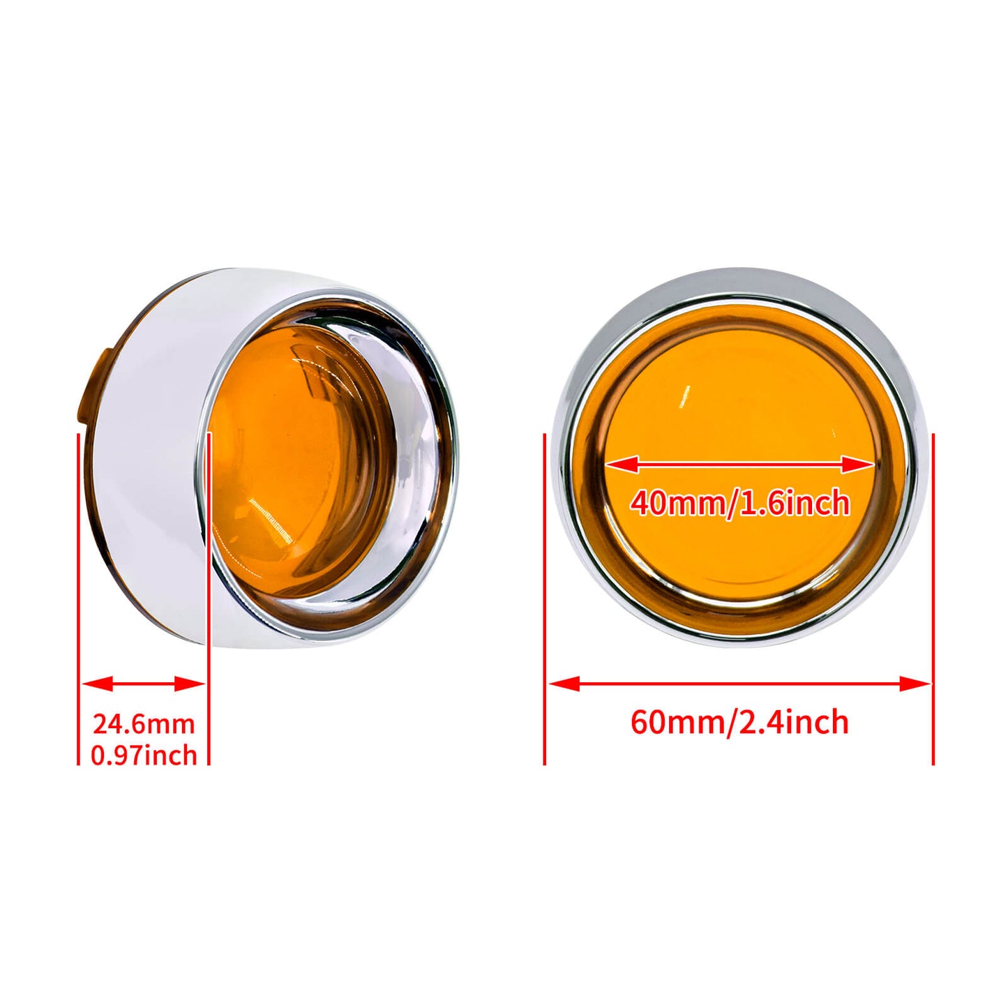 Trim Ring Bullet Turn Signal Lens Cover Amber Chrome Fit For Harley Softail Dyna | HCmotorku