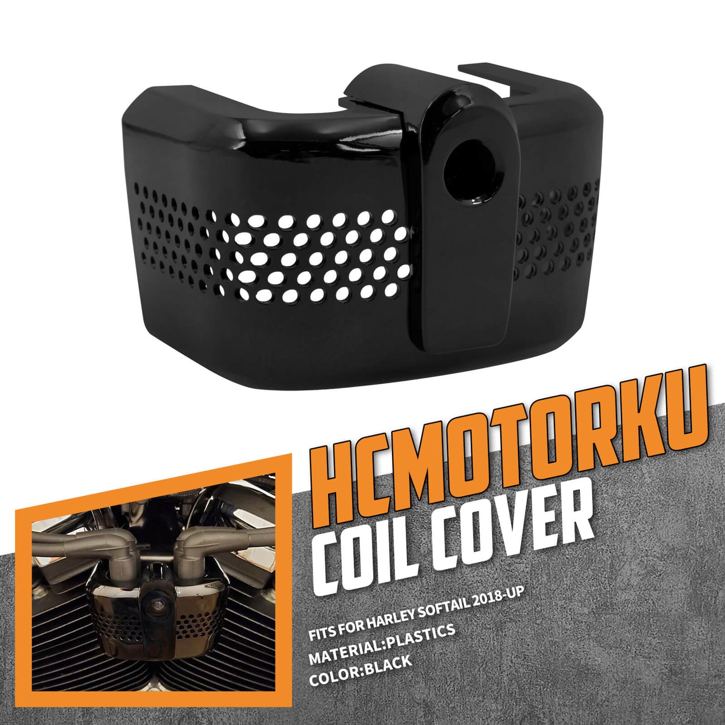 CNC Plastic Ignition Coil Cover Black Fit For Harley Softail Fat Boy Bob 2018-UP | HCmotorku